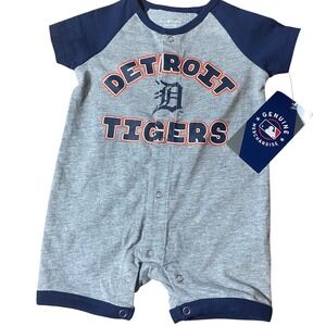 NEW Detroit Tigers Baby Onesie Romper 0-3 Months Gray MLB‎ Genuine Merchandise